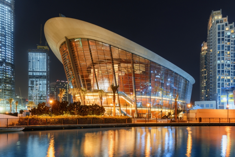 Awesome night view of Dubai Opera House at downtown, UAE Awesome night view of Dubai Opera House at downtown, UAE